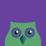 WHO! project logo of a green owl on a purple background